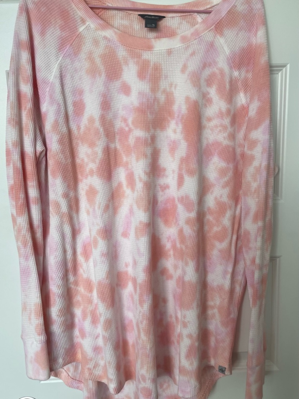 Eddie Bauer Pink and White Tie-Dye Long Sleeve Tee